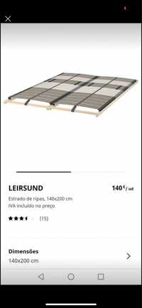 ESTRADO CAMA DE CASAL novo - Ikea Leirsund 140x200
