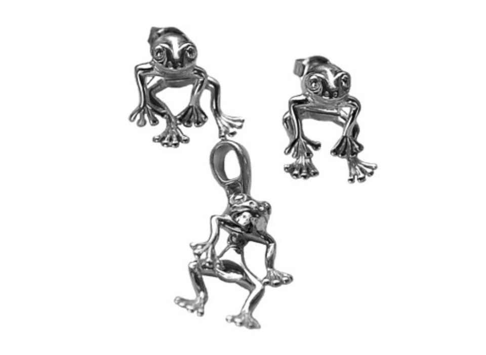 Srebrny 925 komplet ruchome zaby