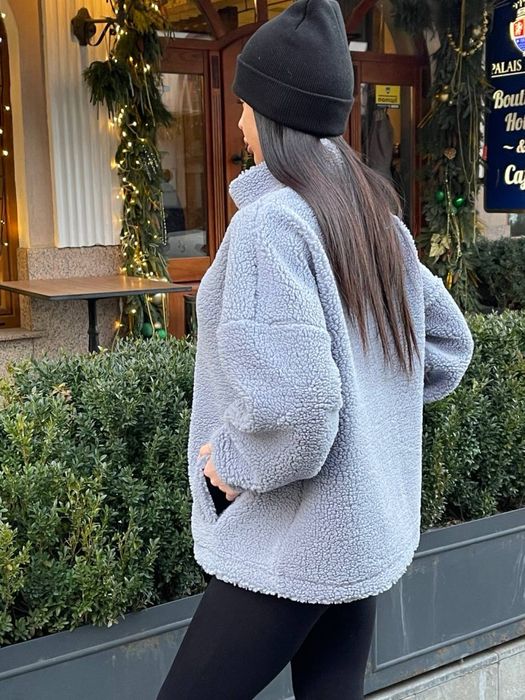 Тепла жіноча кофта Teddy oversize, бомбер тедди