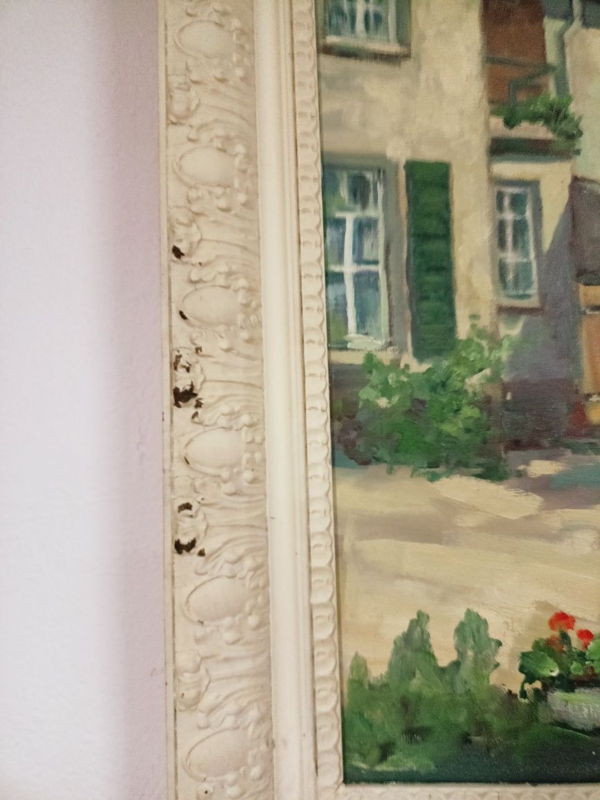Obraz malowany na płótnie z 1973 roku "Wiejska posiadłość".