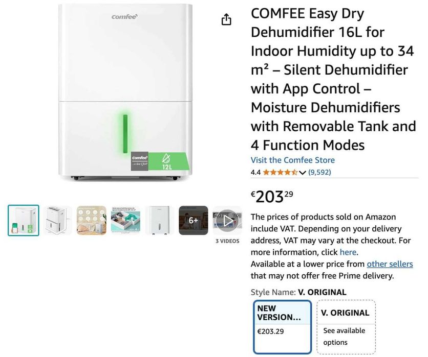 Desumidificador de ar COMFEE Easy Dry Dehumidifier 16L