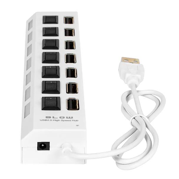 Hub adapter rozdzielacz USB na 7x USB BLOW HUB-06 60cm biały 86-074#