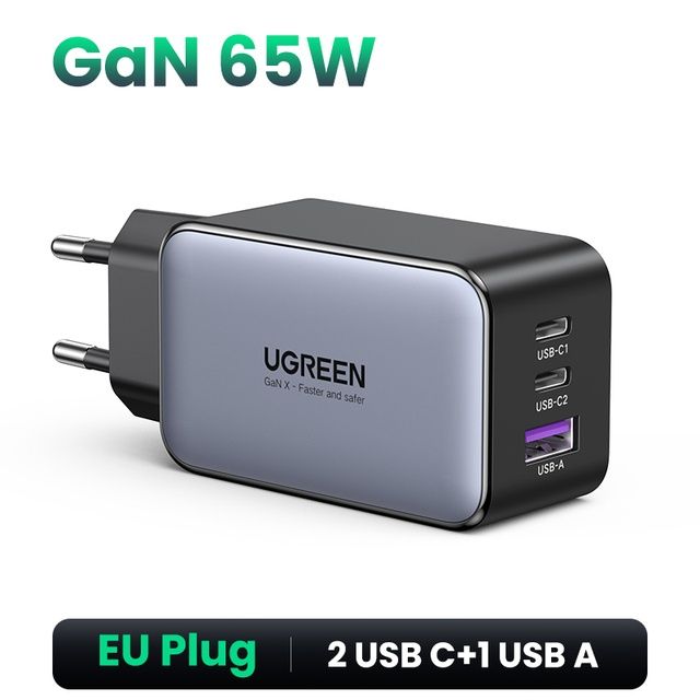 Зарядное Ugreen GaN 65w 3/4порта CD244/CD224 Fast + чохол на iPhone 12