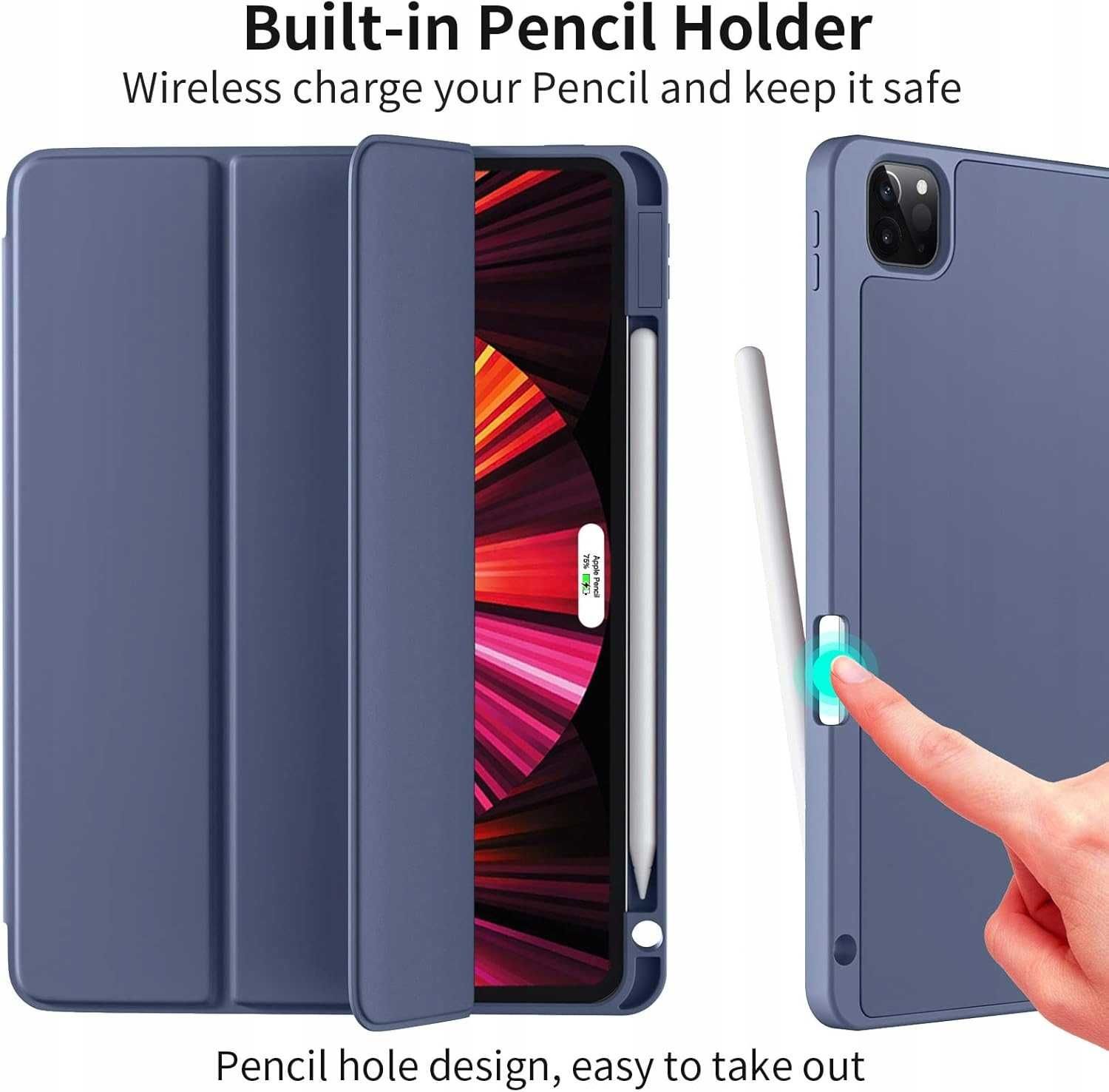 Etui Ochronne dla iPada Pro 12,9 6/5/4/3 Gen z Uchwytem na Rysik Nieb