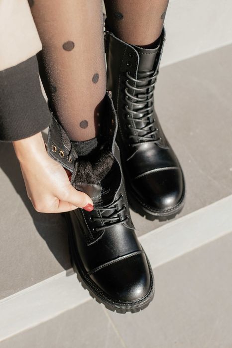 Черевики зимові жіночі (Матова шкіра, 11 люверсів) | (23.0;23.5;24.0)