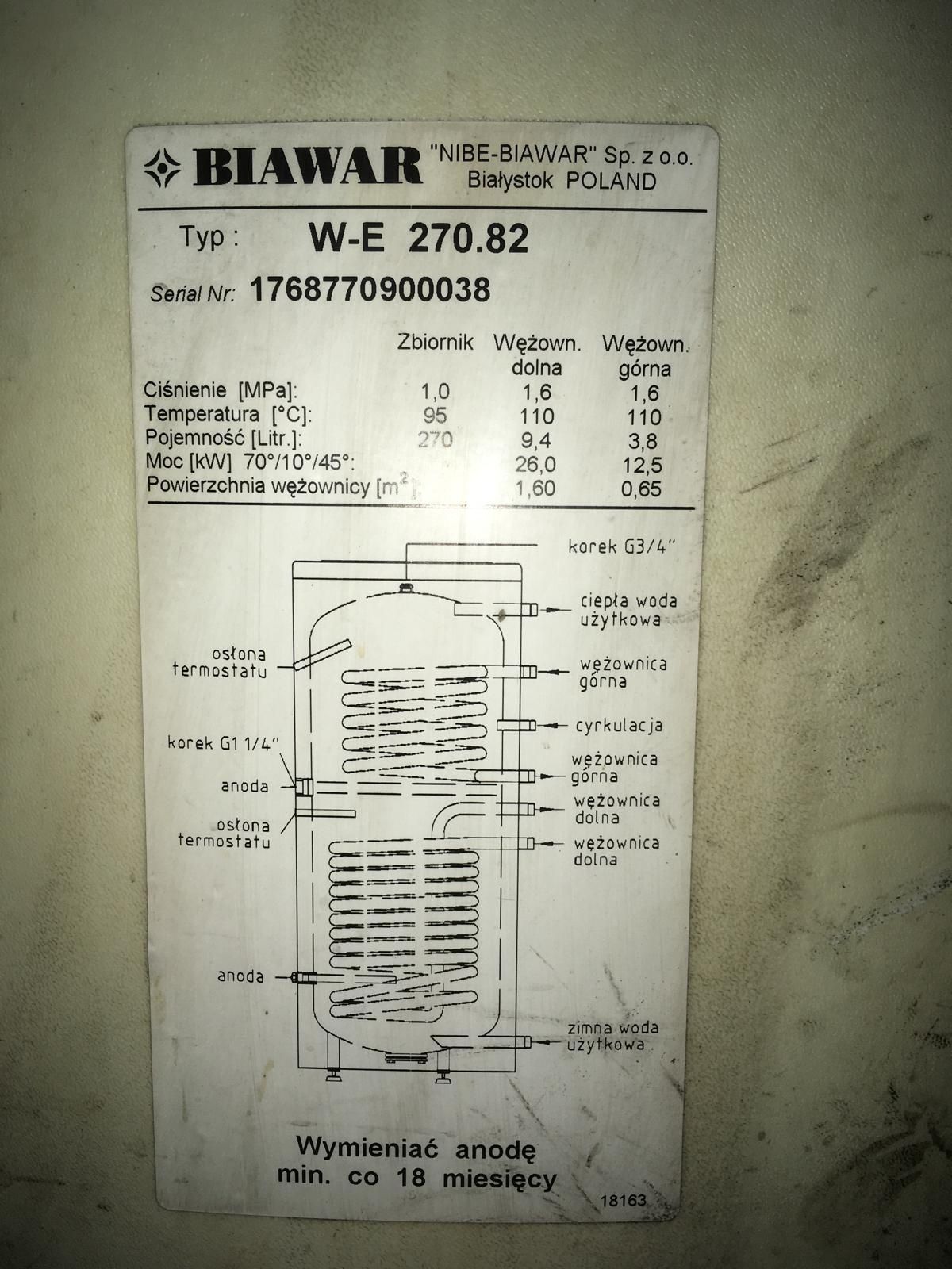 Boiler elektryczny pionowy Biawar 270l