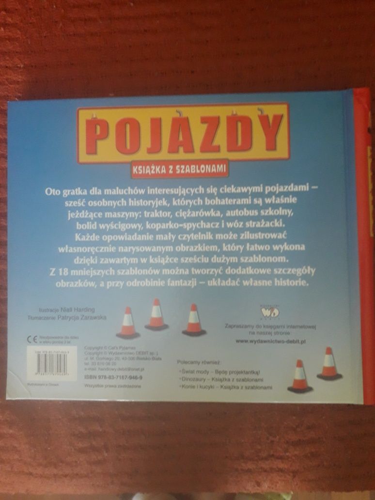 Książka edukacyjna pojazdy i szablony