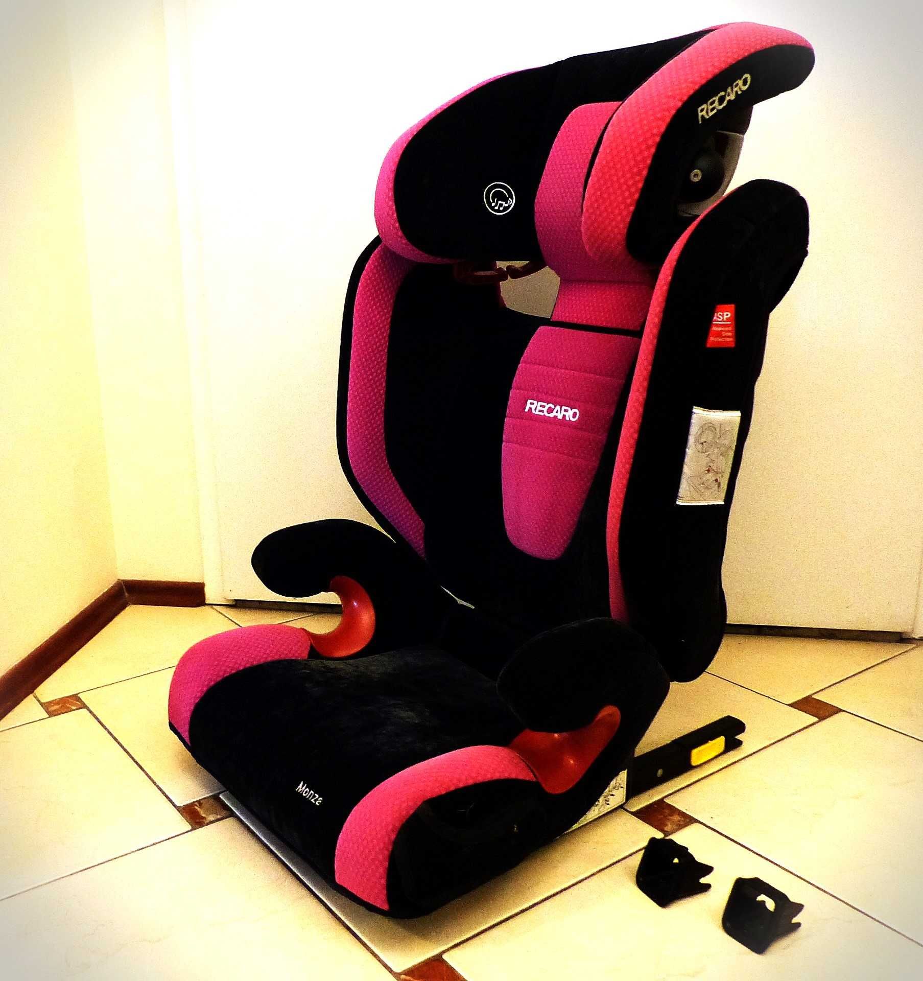 Fotelik samochodowy dla dziewczynki RECARO Monza Seatfix 15-36 kg