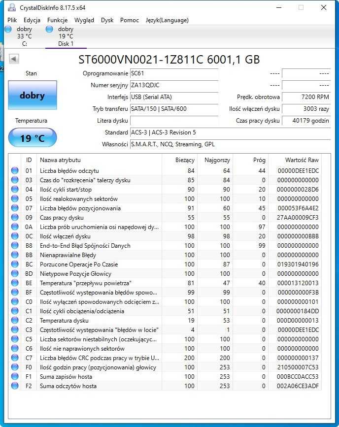 Dysk 6 Tb Sata Seagate NAS ST6000VN0021