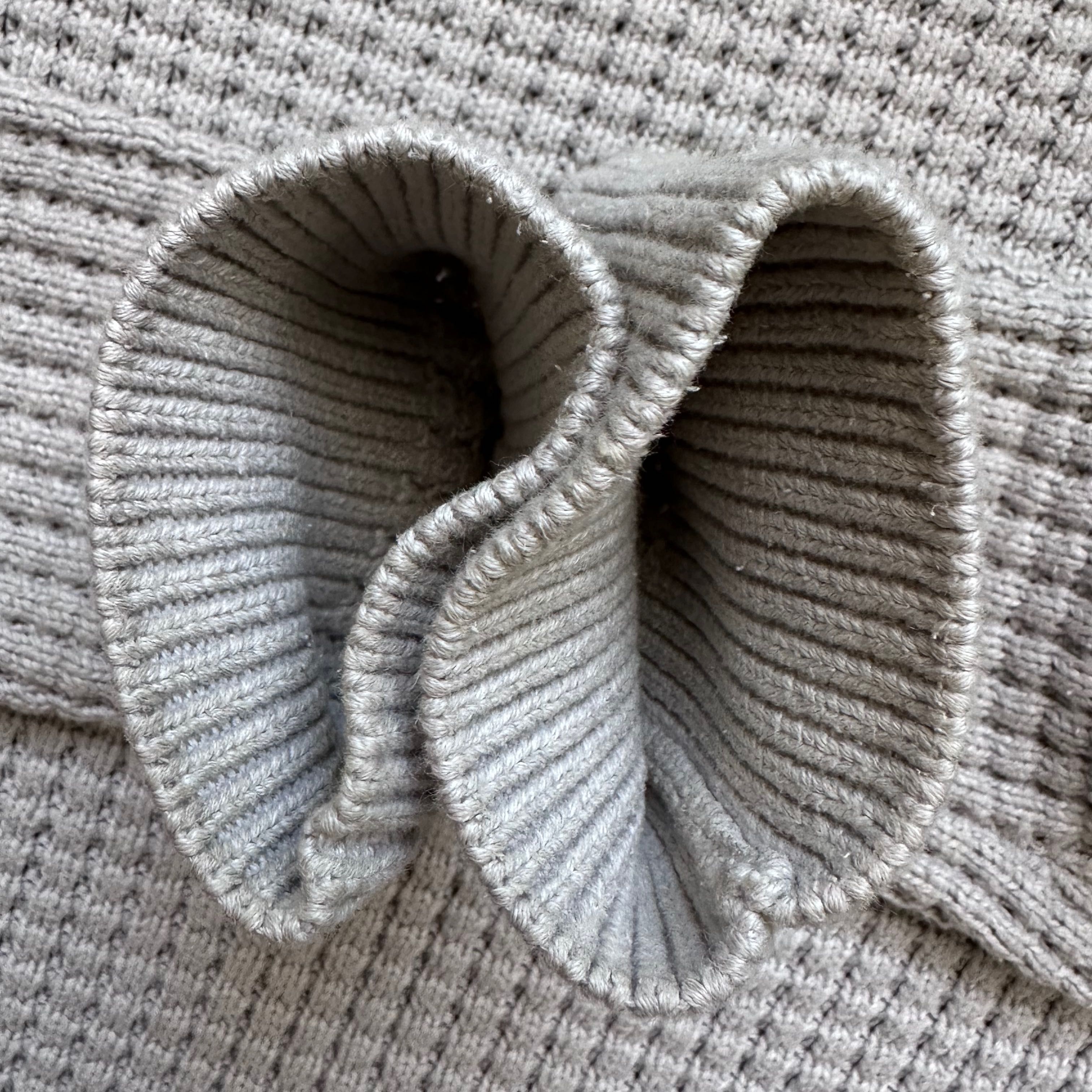 Allsaints, sweter "waffle" z okrągłym dekoltem, kremowy/beżowy, roz. S