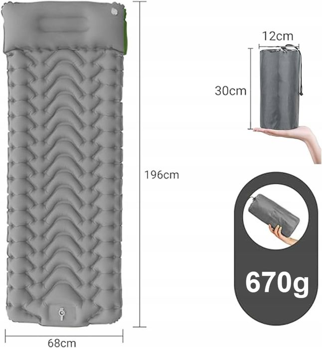 Mata do spania, kempingowy materac powietrzny 190 dł. x 60 szer. x 5