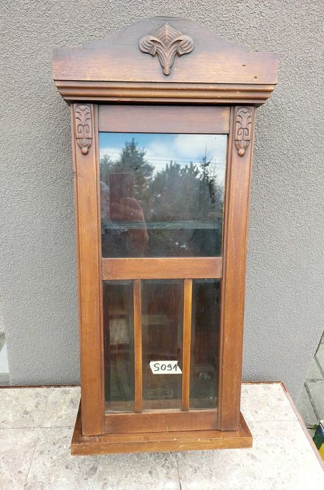 S091 Skrzynia obudowa starego zegara fazowane szkło szafka witrynka