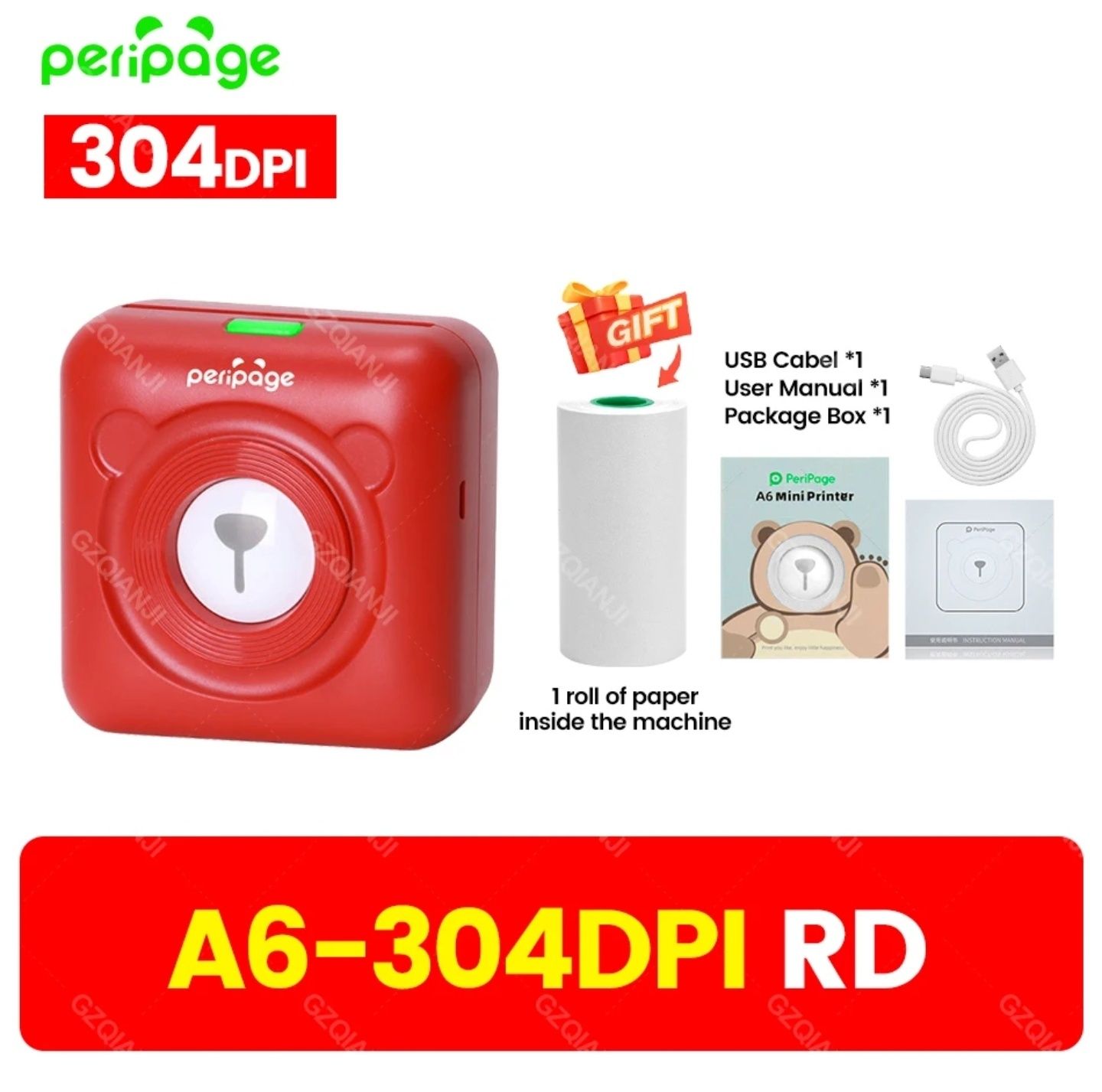 Дитячий принтер PeriPage Bluetooth 304dpi білий, голубий, рожевий