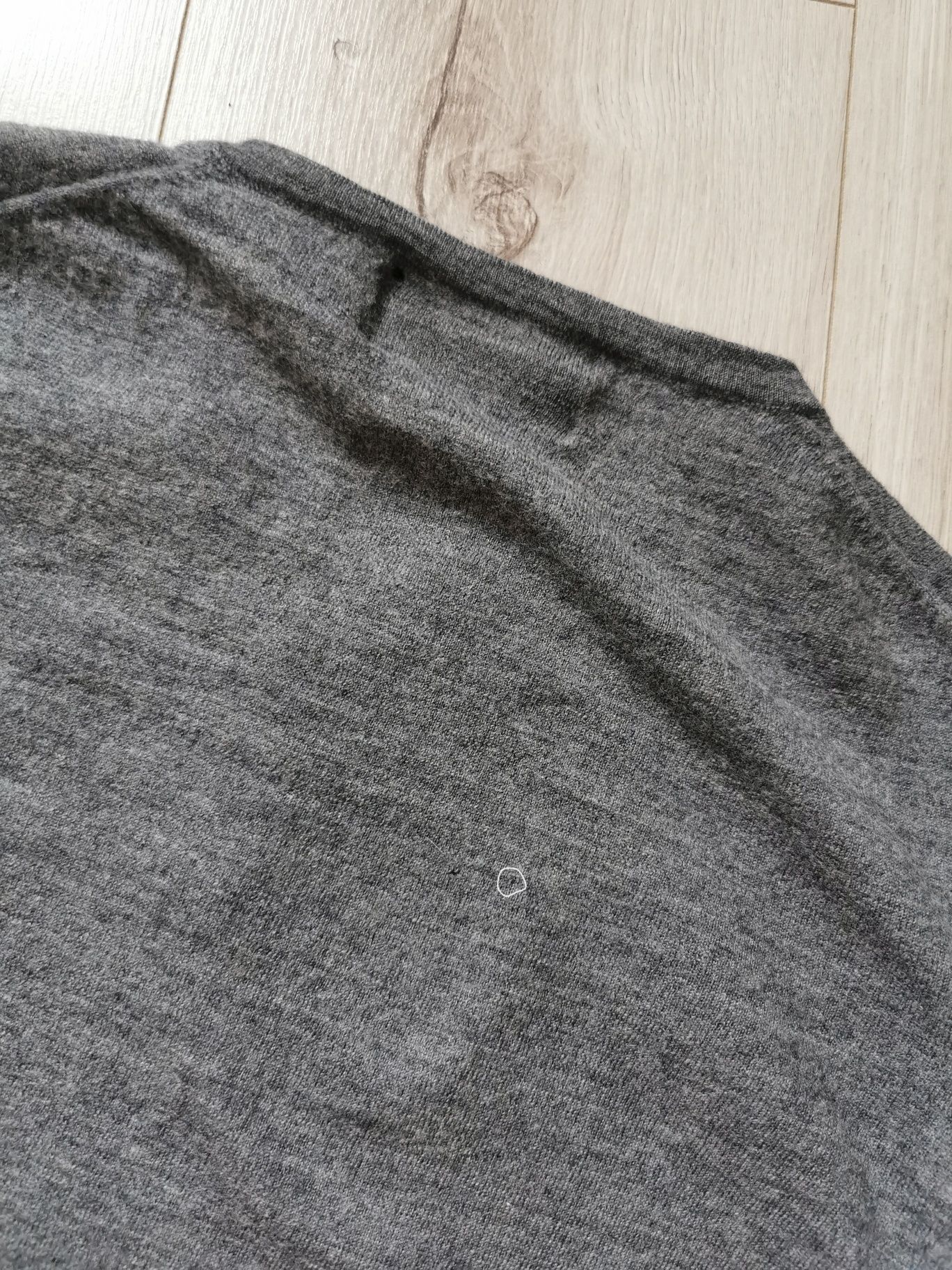 Linea wełniany cienki sweter szary / longsleeve Basic 100% wełna merin