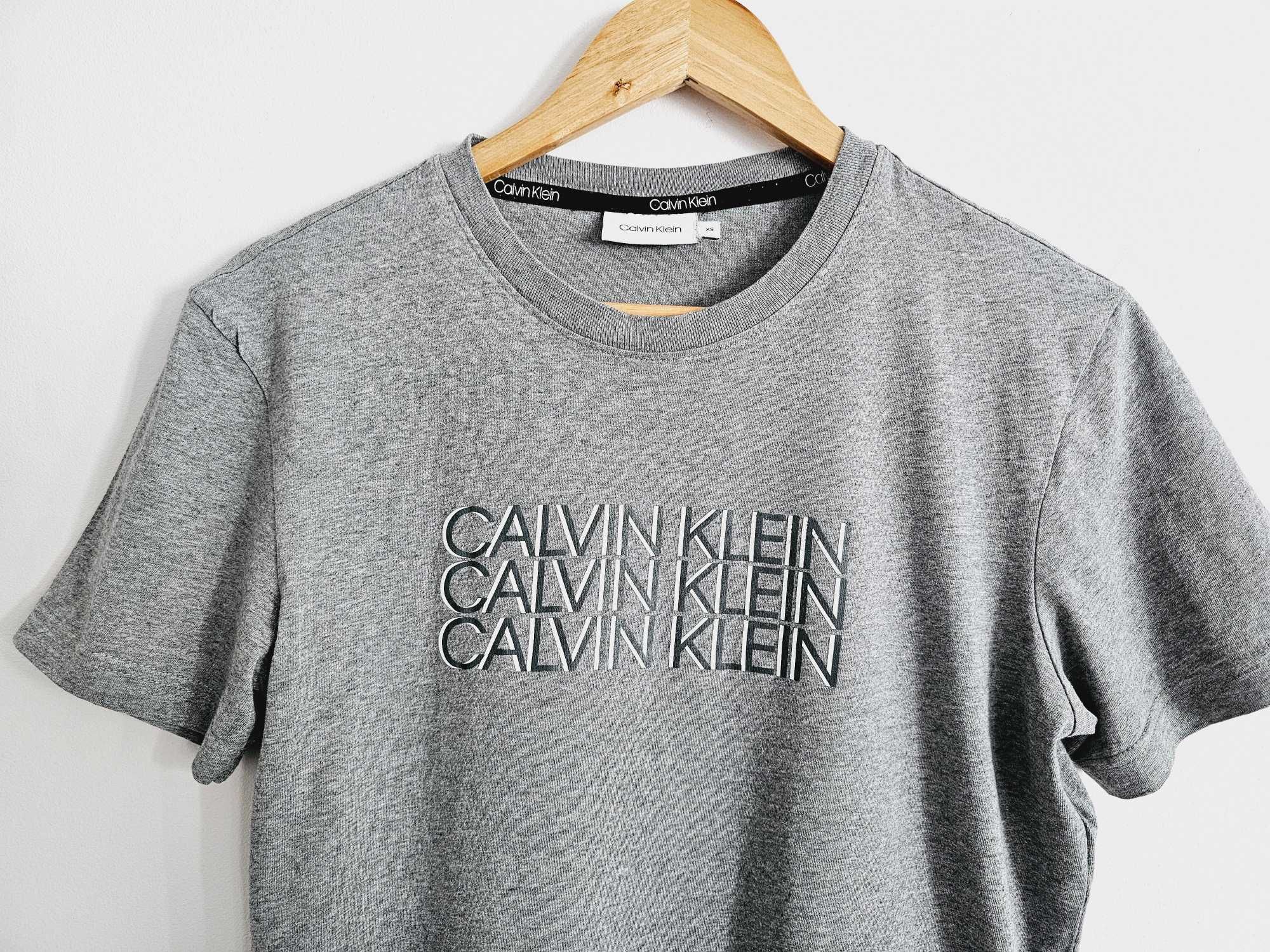 Szara Koszulka t-shirt damski z napisem Calvin Klein r. 36