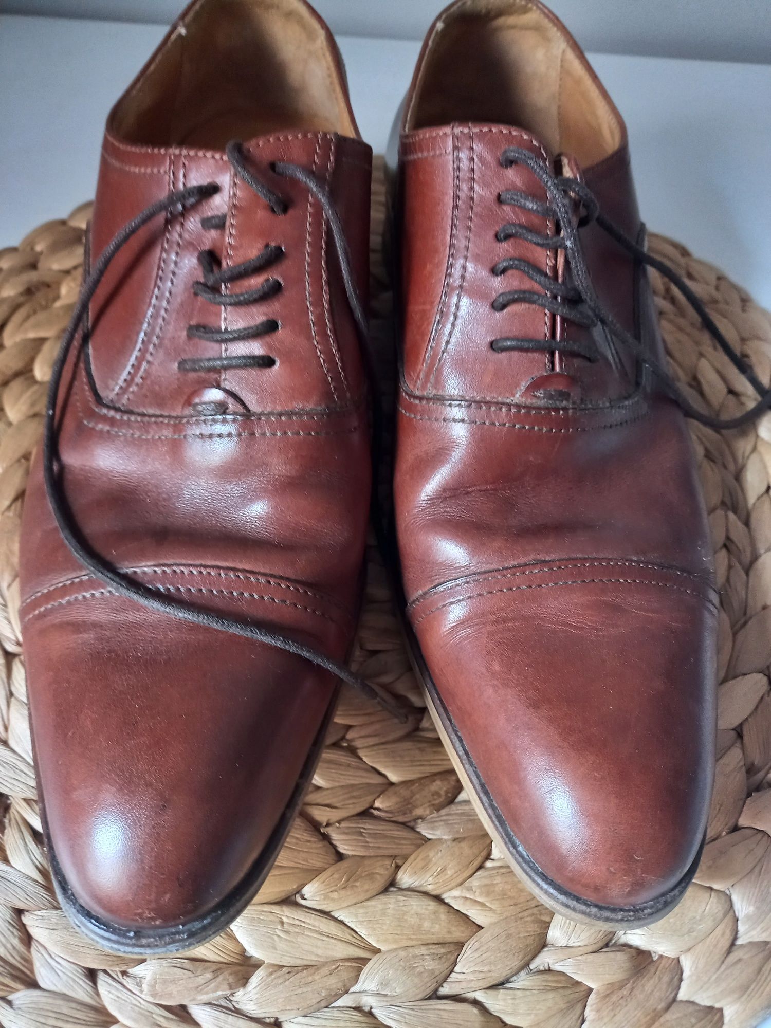 Skórzane męskie brązowe  buty Rizzo wiązane 40