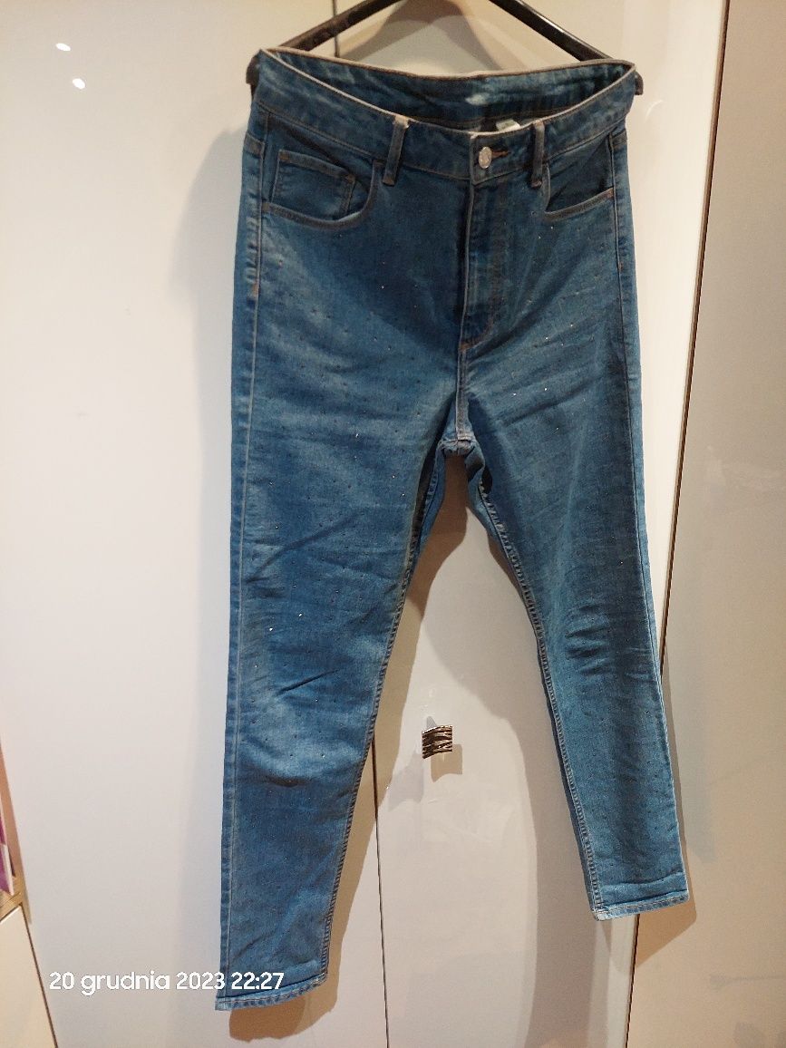 Jeansy denim 32 wysoki stan