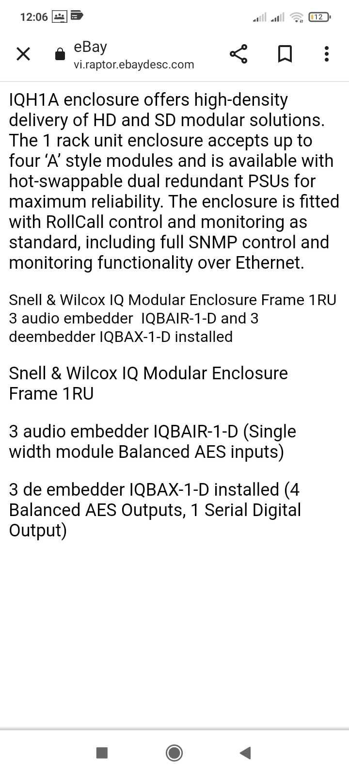 Модуль Snell and Wilcox IQ 1U