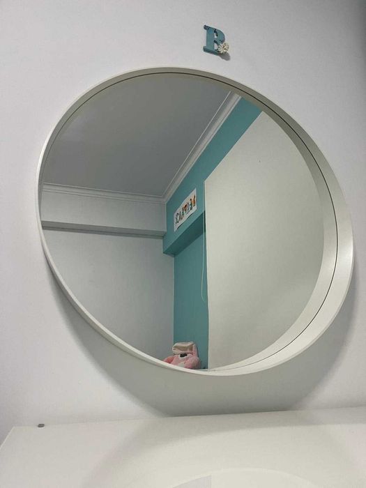 Espelho redondo branco  80cm de diâmetro