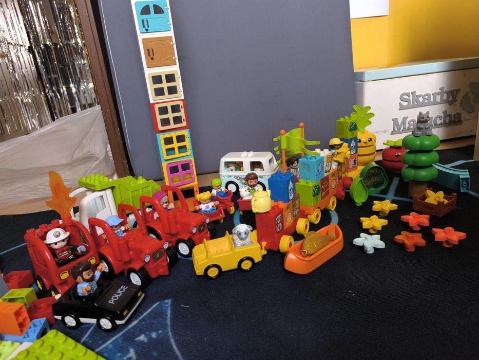 Klocki, LEGO Duplo duży miks, płytki, ludziki, zwierzątka
