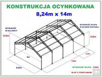 KONSTRUKCJA WIATA OCYNKOWANA 8x14 Garaż Magazyn Hala Rolna Blaszak