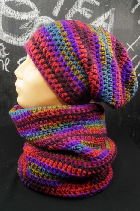 Czapka z kominem  wielokolorowa