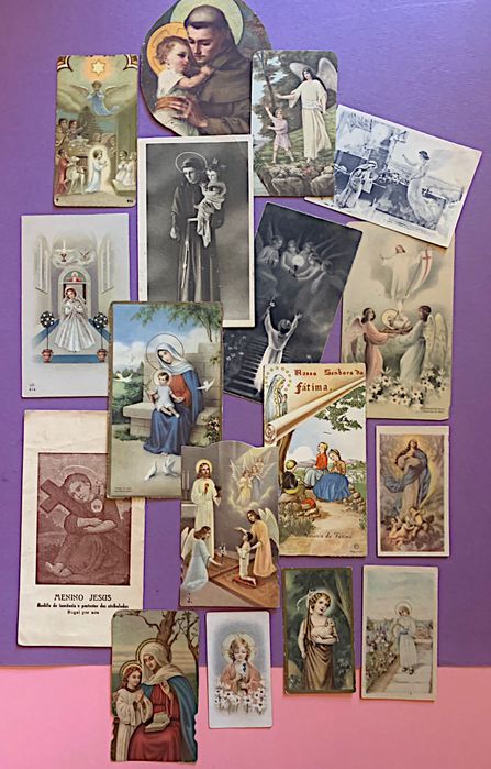 COLEÇÃO DE 49 PAGELAS RELIGIOSAS anos 47/48/49 com dedicatórias
