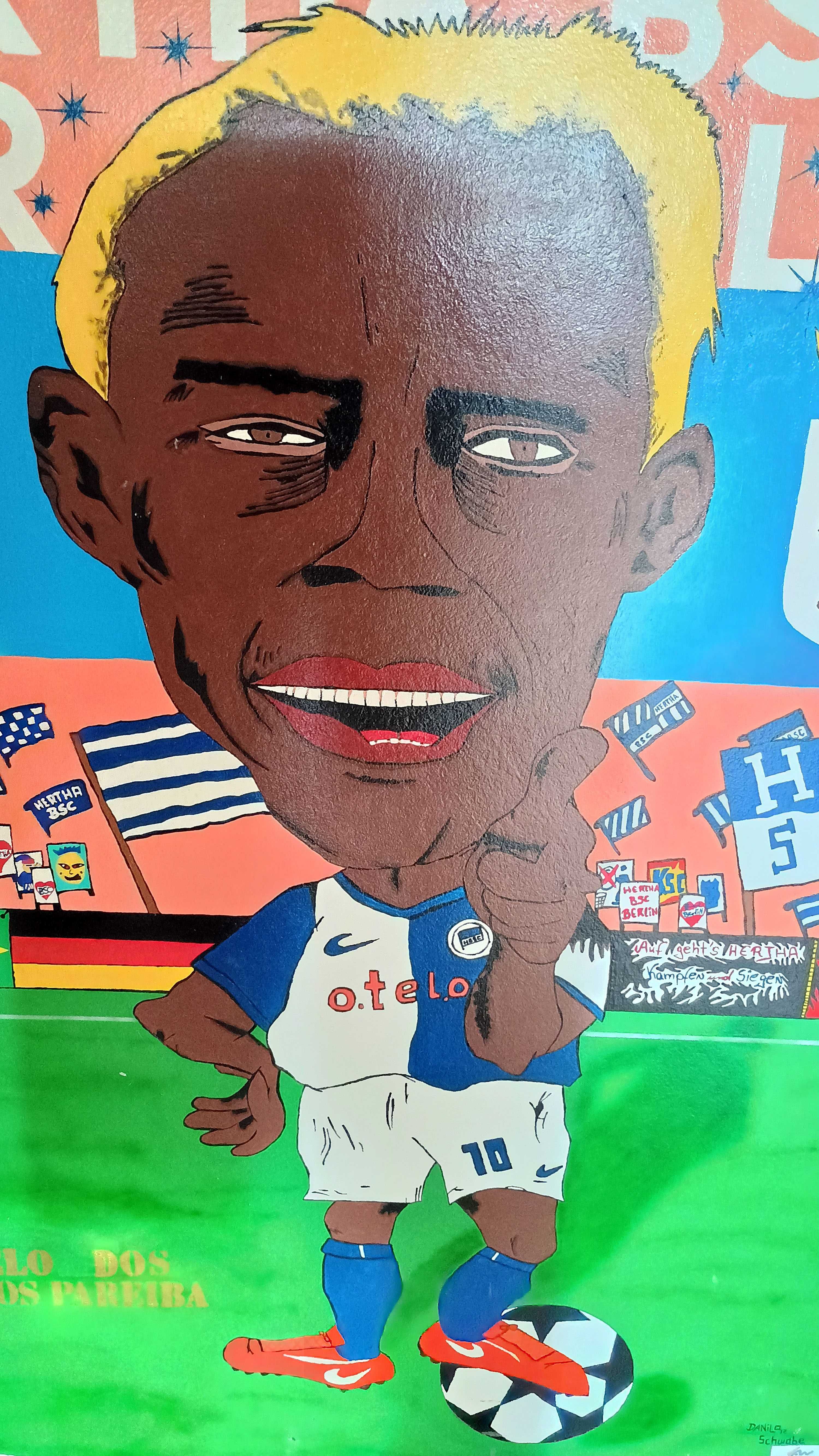 Obraz karykatura piłkarz Marcelinho Hertha Berlin oryginal z Niemiec