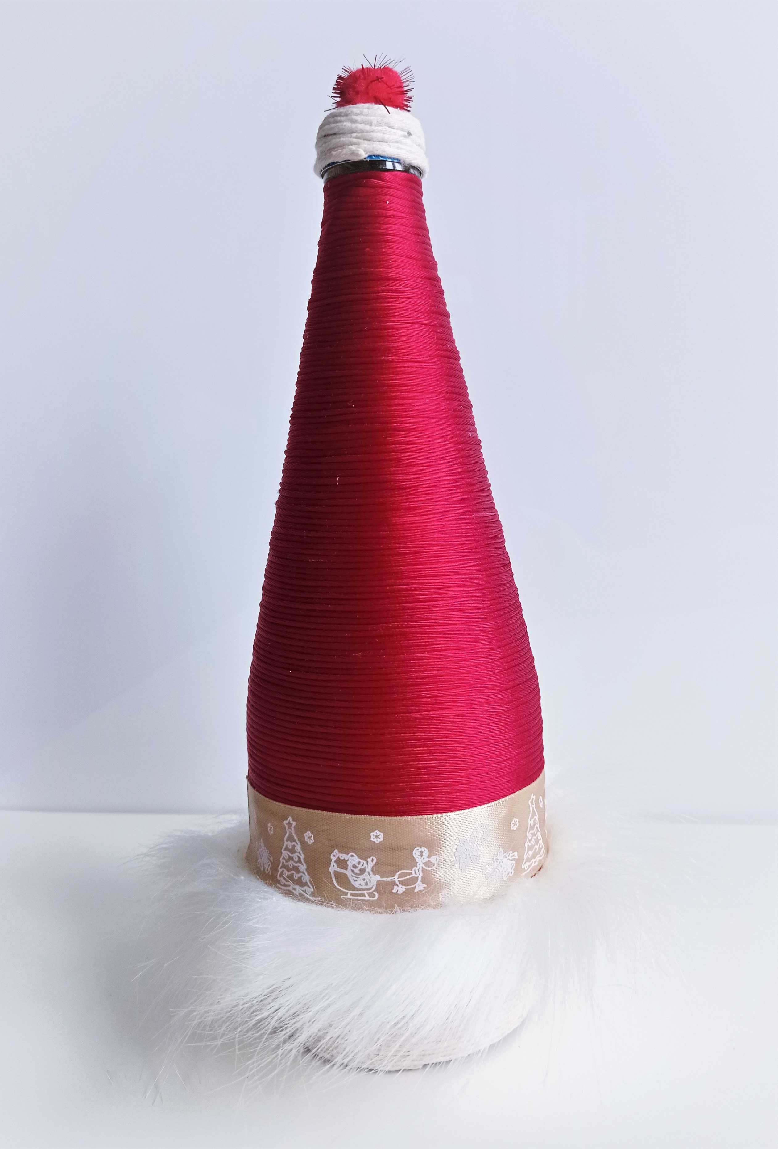 Butelka ręcznie zdobiona Boże Narodzenie Santa Claus Hat 750 ml