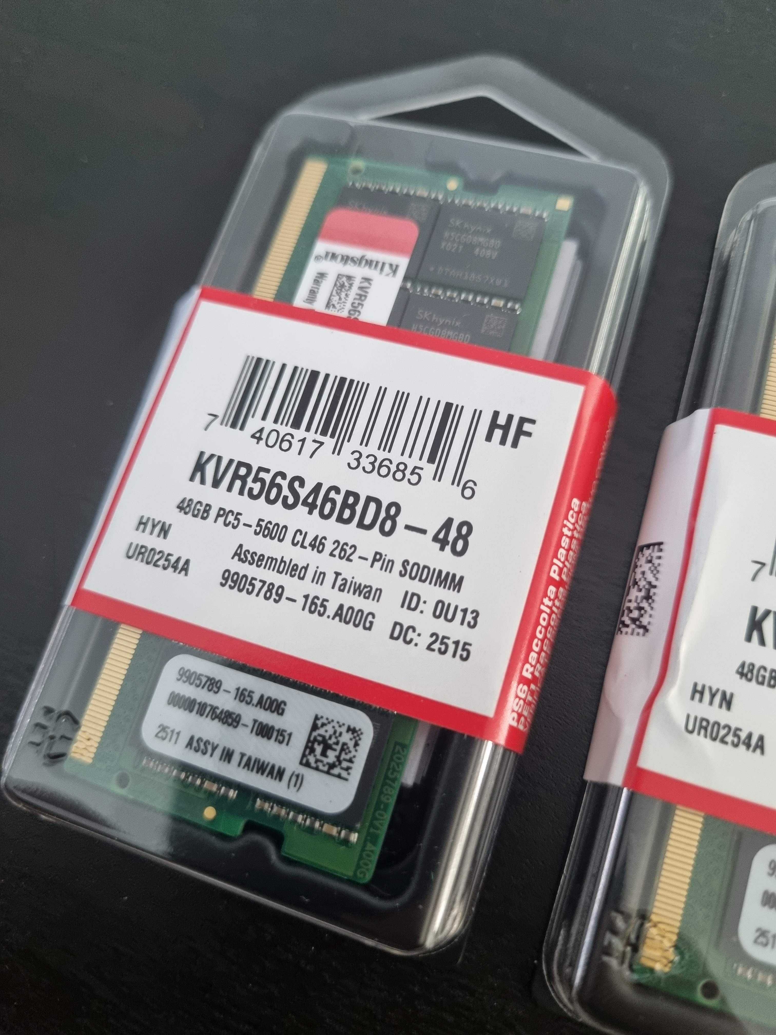 Kingston 48GB 5600MT/s DDR5 Non-ECC CL46 SODIMM 2Rx8