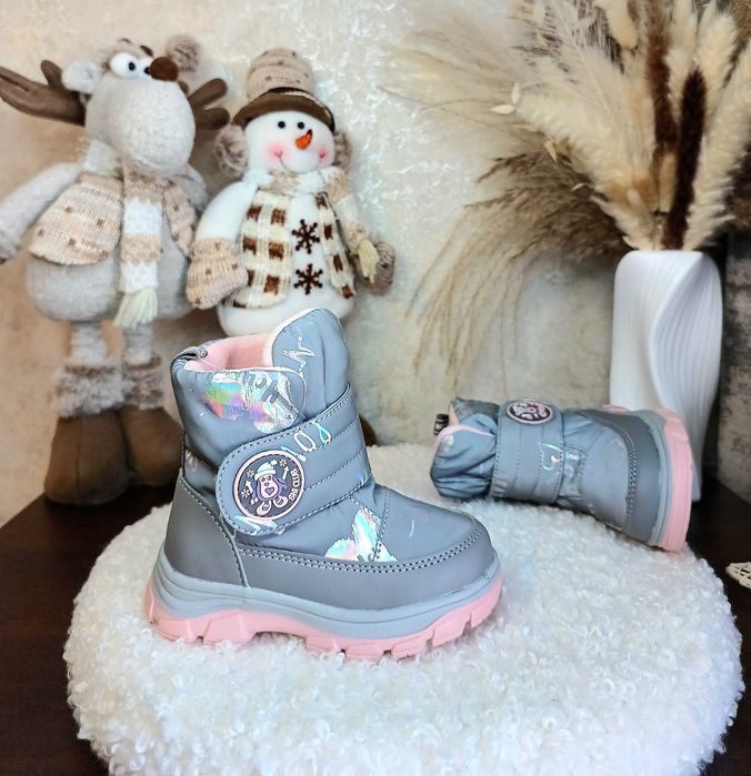 Дитячі зимові дутіки чоботи черевики для дівчинки 23 24 25 26 27 28