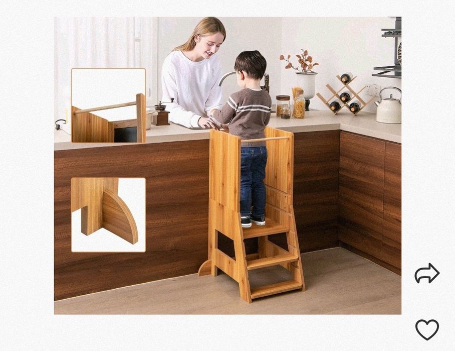 Kitchen helper pomoc kuchenna taboret dla dzieci costway drewniany