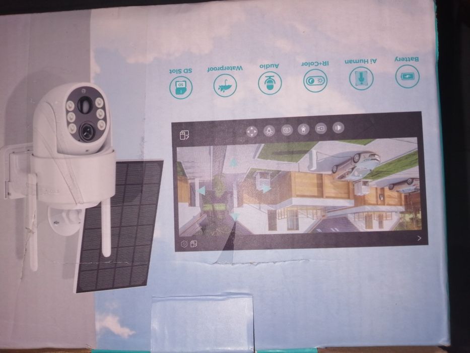 Câmara de vigilância exterior c/ painel solar