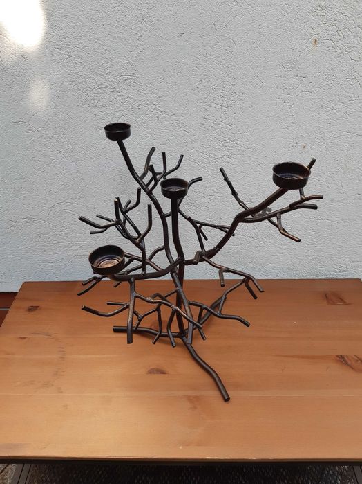 Duży metalowy świecznik kandelabr 45 cm drzewo.