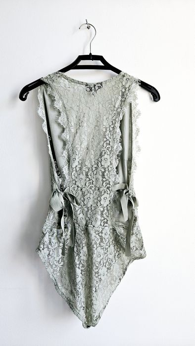 Koronkowe body bluzka top miętowy S 36 topshop koronka bluzka