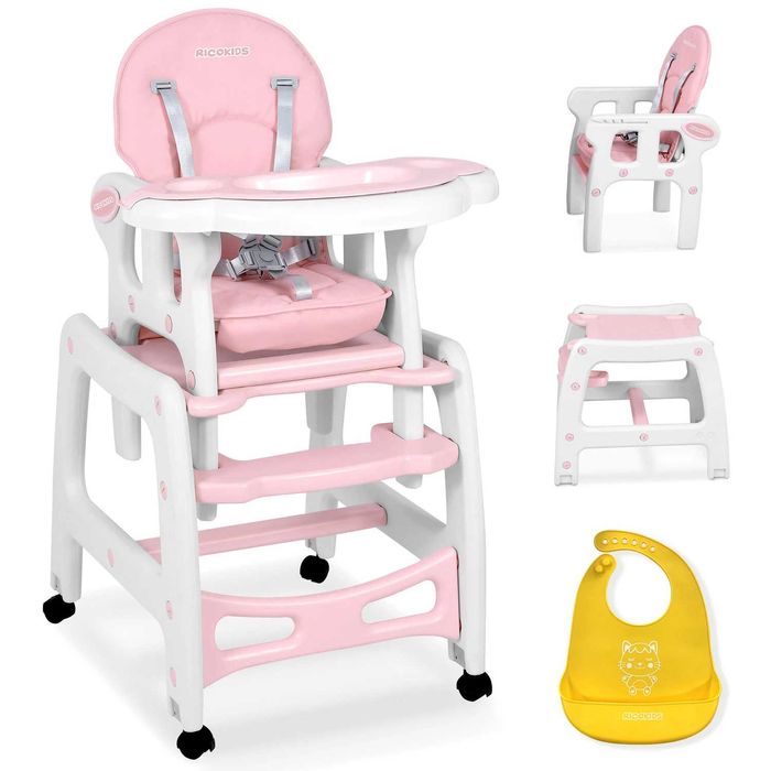Krzesełko do karmienia dla dziecka różowe