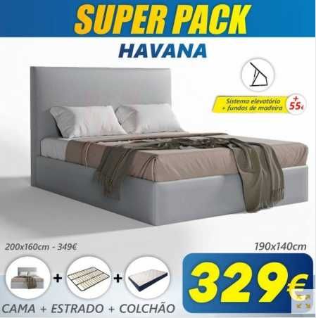 Cama de Casal Havana + Estrado + Colchão
