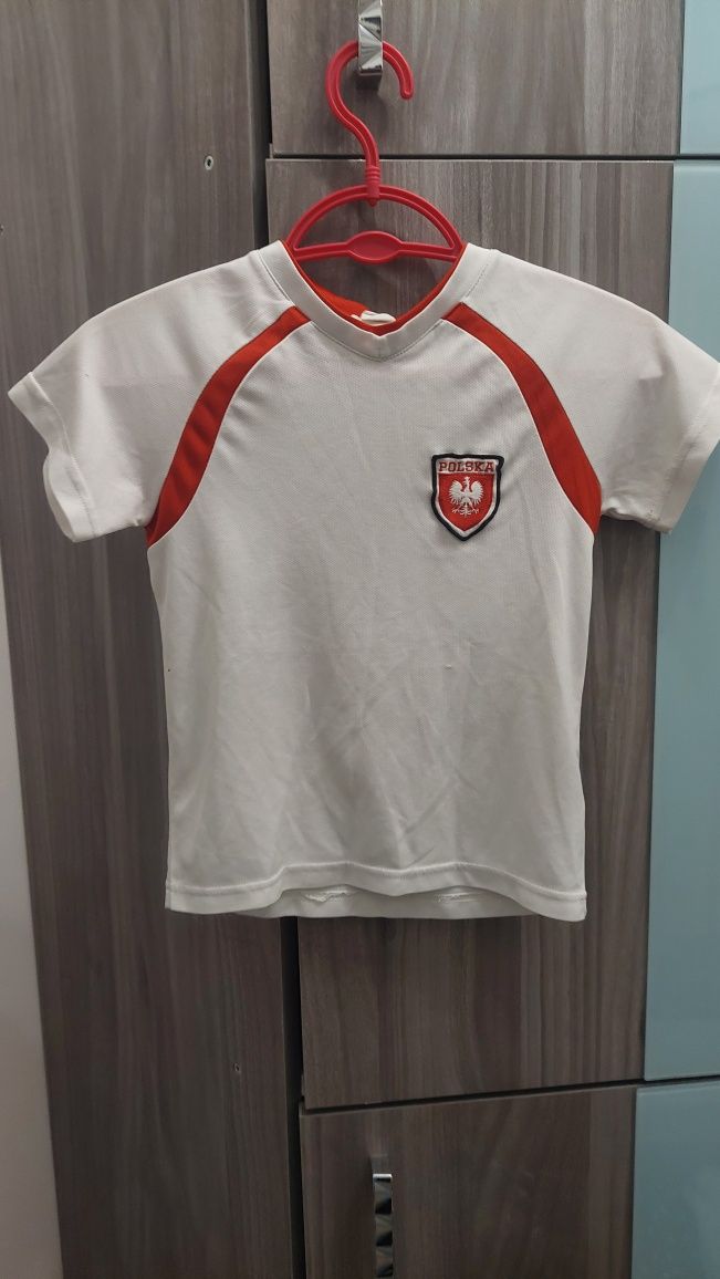 Koszulka Polska 110 Lewy Biały t-shirt młodego, Polskiego kibica