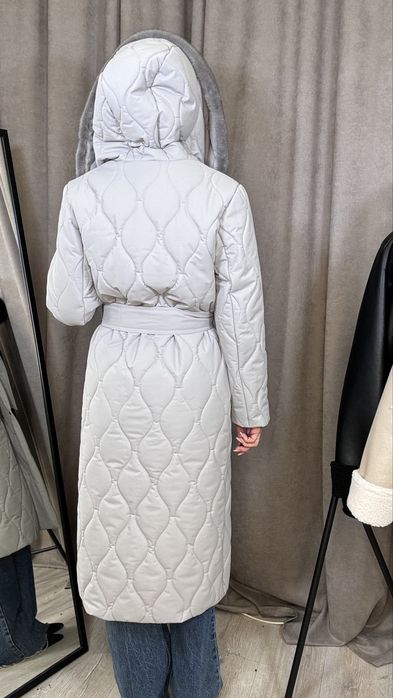 Зимове пальто з еко норкою