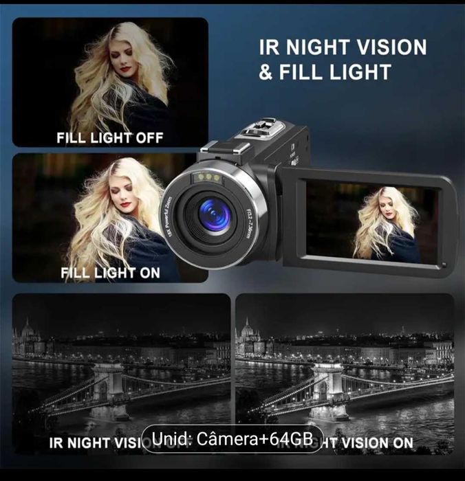 Máquina fotográfica. Filma 64 GB. 8K