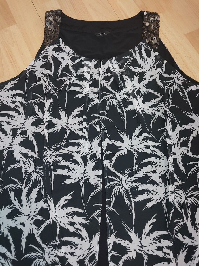 Lekka szyfonowa bluzka lato 46 48 4xl czarno biała plus size