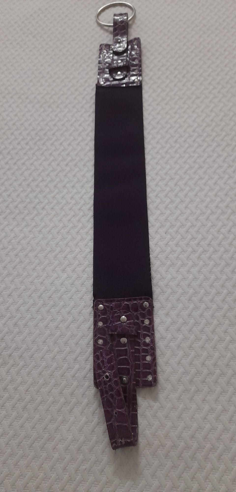 Cinto roxo em pele Genuína e elástico ajustável