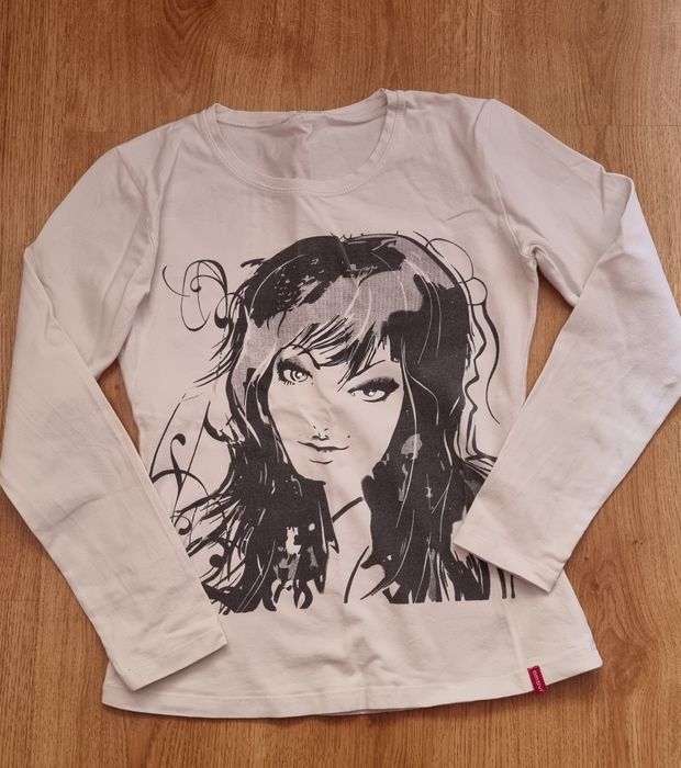 Ładna bluzka dla dziewczynki biała długi rękaw