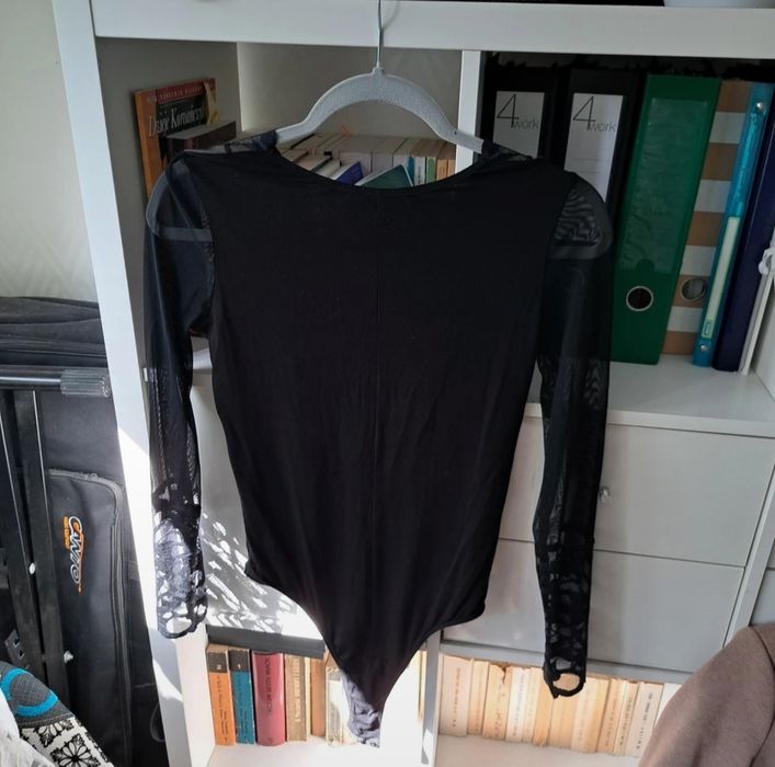 Czarno-beżowe Body z siateczki