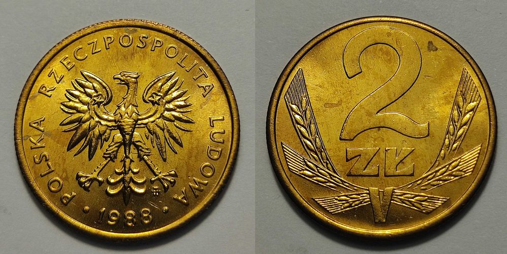 2 zł 1988, mennicze, destrukt "duch"