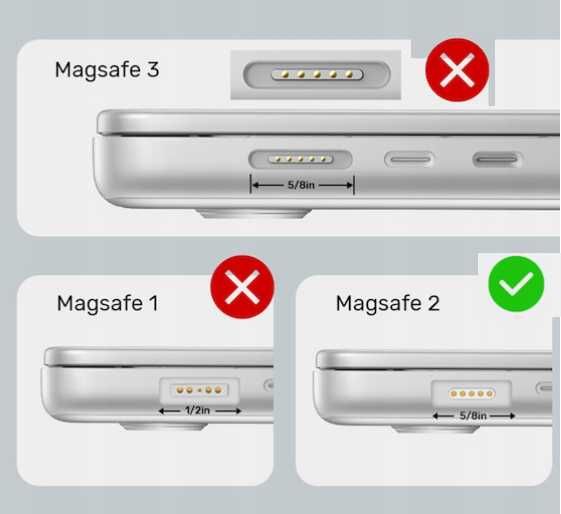 Kabel USB-C męski  5A 65W - Magsafe 2 T-Tip