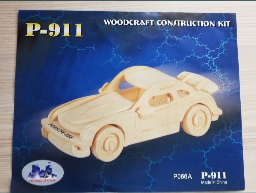 Auto sportowe Porshe samochód z drewna Woodcraft ConstructionKit model
