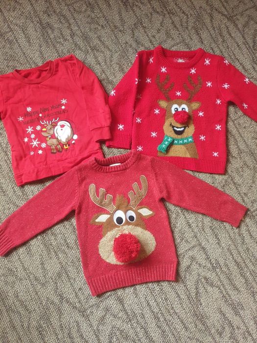 Новогодний свитер с оленем next primark 3-4 новорічний светр 104-110