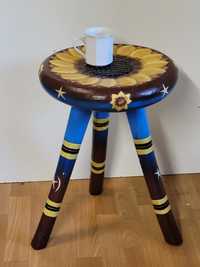Taboret stołek drewniany egzotyczny stolik Indonezja malowany handmade