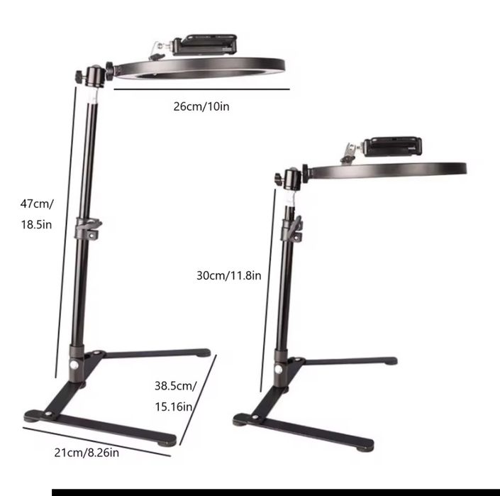 Кільцева лампа для фото і відеозйомки із регулюваним штативом